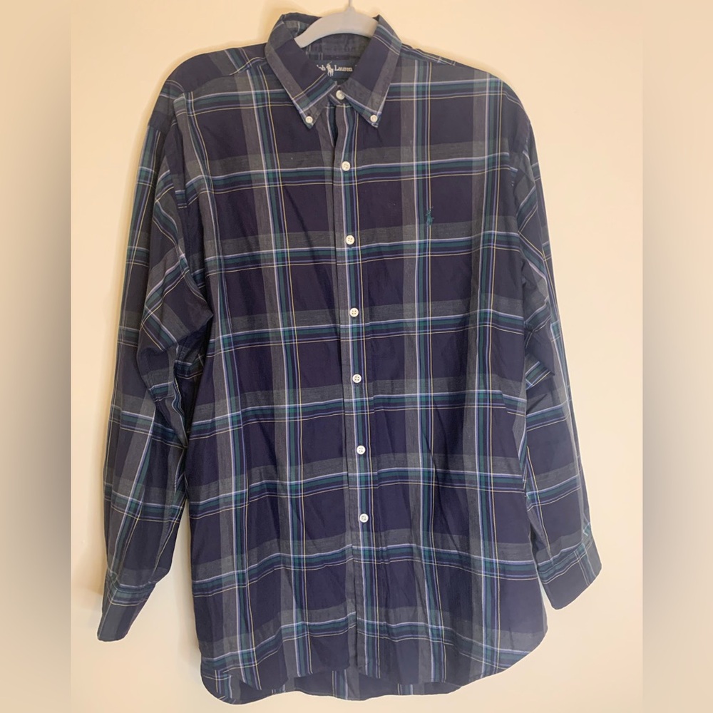 Ralph Lauren Blake plaid,  long sleeve, button up shirt. Size medium.